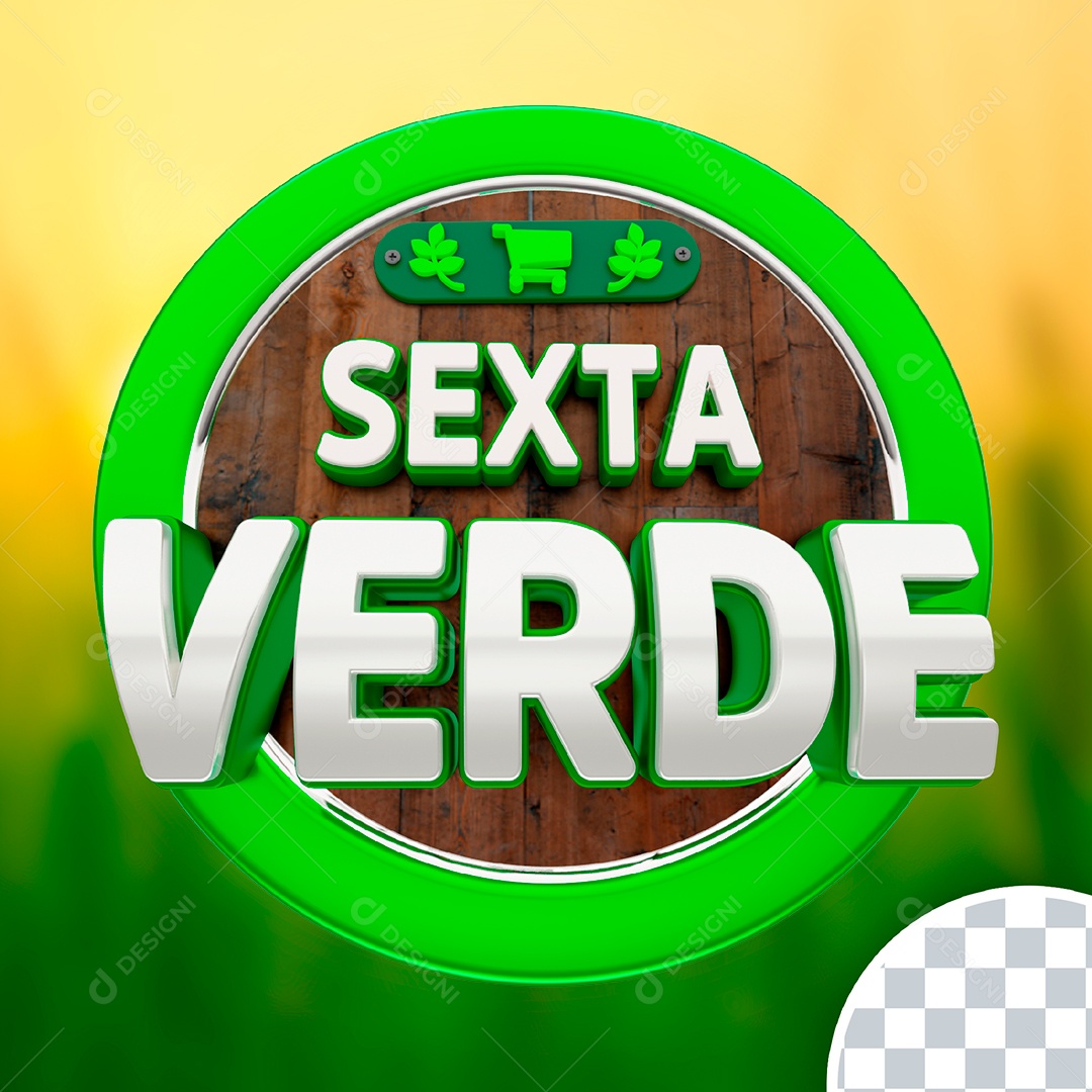 Selo 3D Varejo Para Composição Sexta Verde PSD