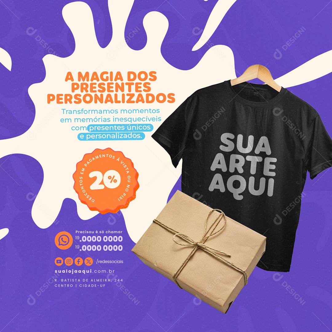 A Magia dos Presentes Personalizados Social Media PSD Editável