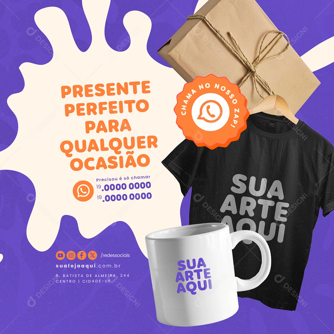 Presente Perfeito para Qualquer Ocasião Social Media PSD Editável