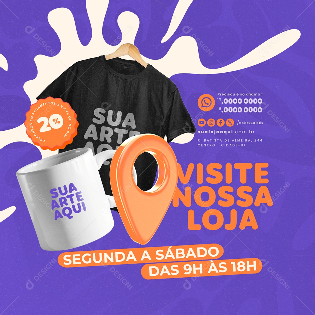 Visite Nossa Loja Social Media PSD Editável