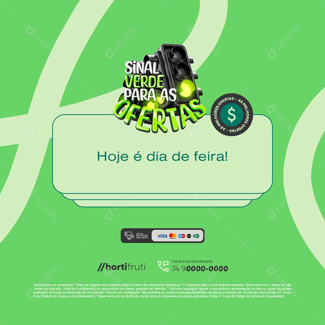 Sinal Verde para as Ofertas Hoje é Dia de Feira Social Media PSD Editável