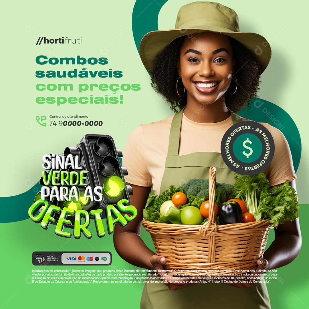 Sinal Verde para as Ofertas Combos Saudáveis com Preços Eséciais Social Media PSD Editável