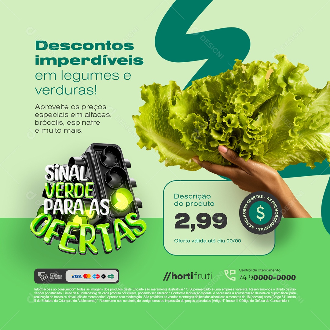 Sinal Verde para as Ofertas Descontos Imperdíveis Social Media PSD Editável
