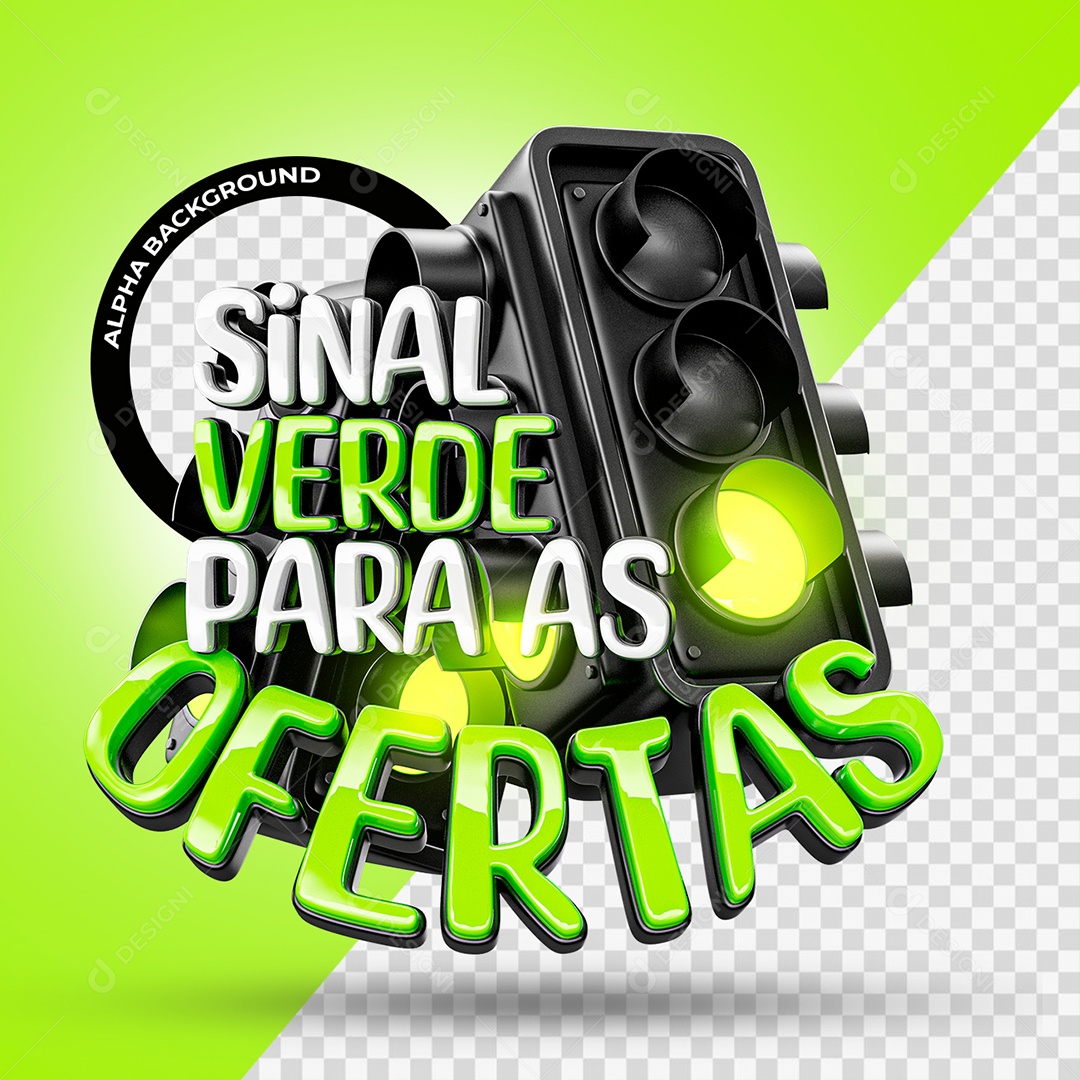 Sinal Verde para as Ofertas Selo 3D para Composição PSD