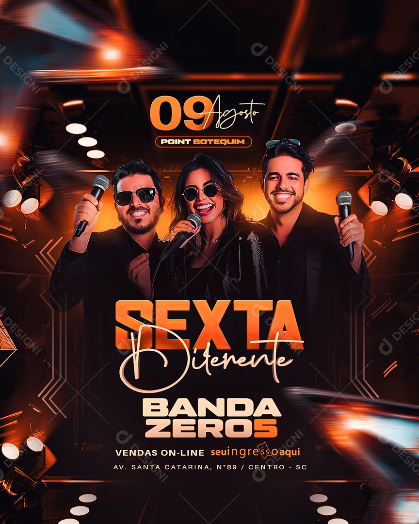 Flyer Sexta Diferente Banda Zero 5 Social Media PSD Editável