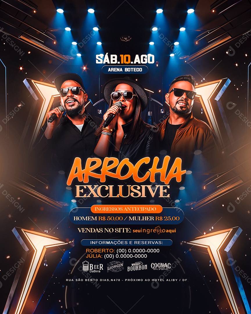 Flyer Arrocha Exclusive Artistas Social Media PSD Editável