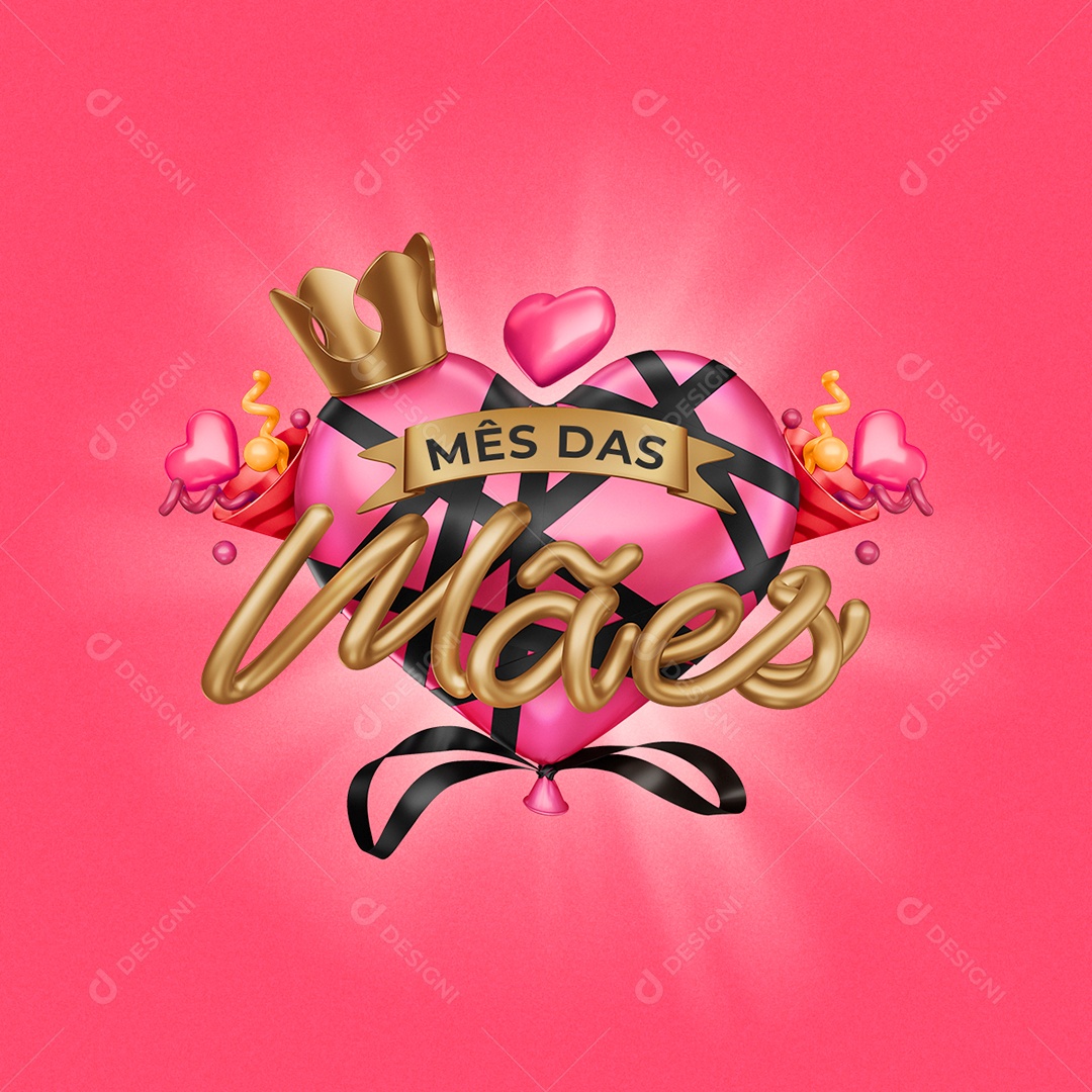 Mês das Mães Selo 3D Para Composição PSD