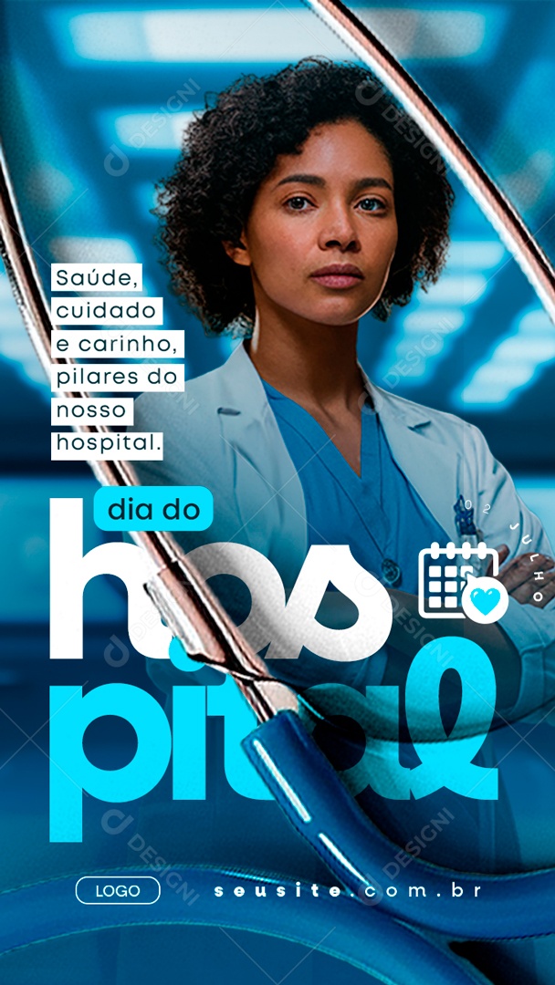 Story Dia do Hospital 02 de Julho Saúde Cuidado e Carinho Social Media PSD Editável