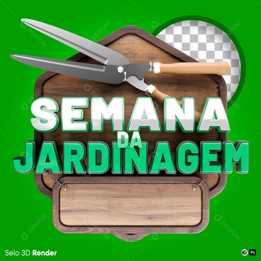 Selo 3D Semana Da Jardinagem Composição PSD