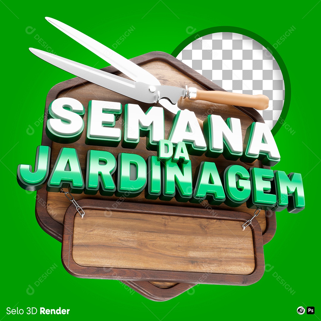 Selo 3D Semana Da Jardinagem Composição