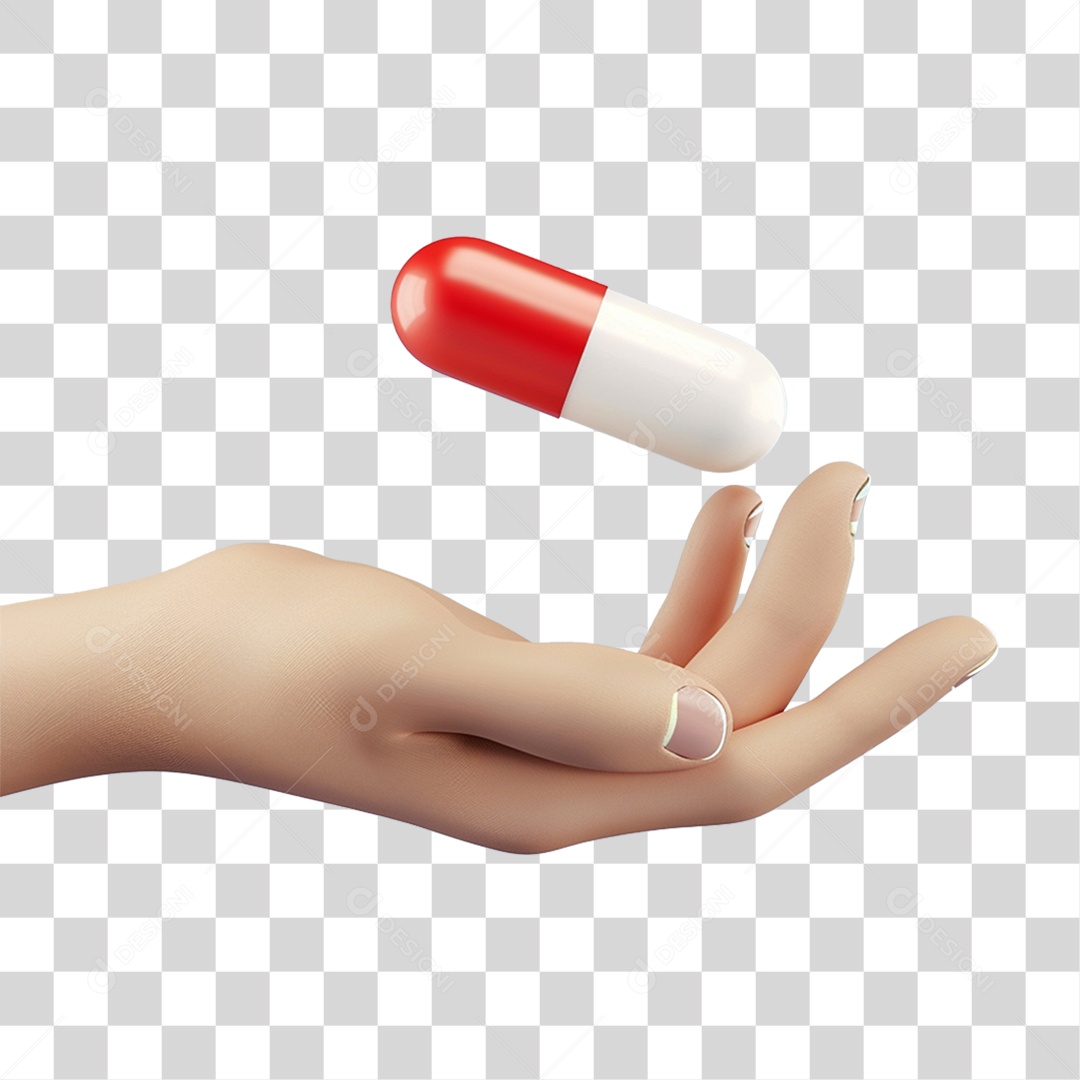 Mão com Comprimidos PNG Transparente