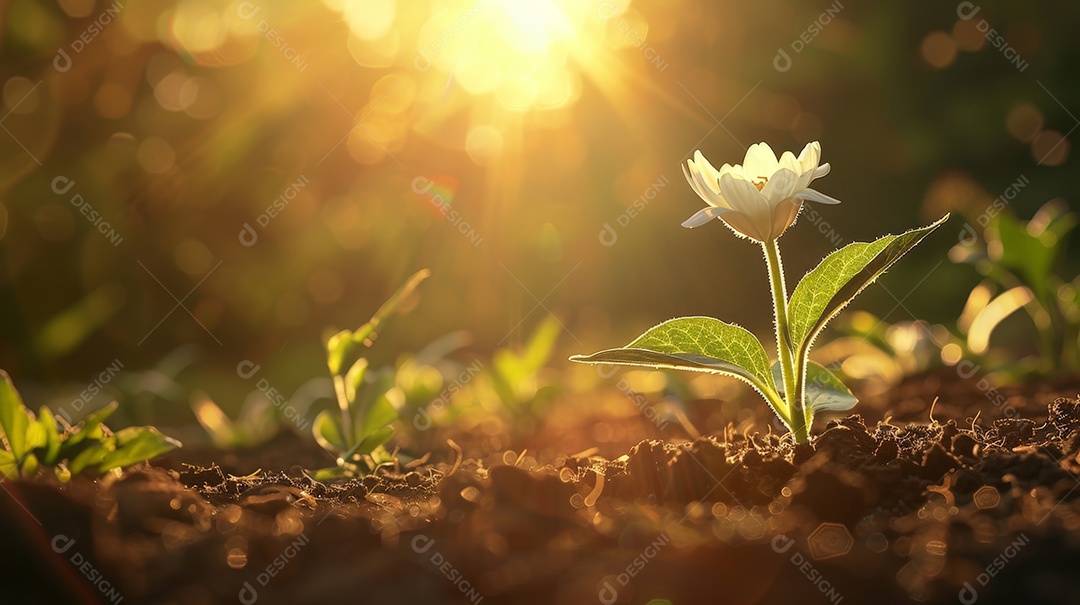Flor nascendo em solo