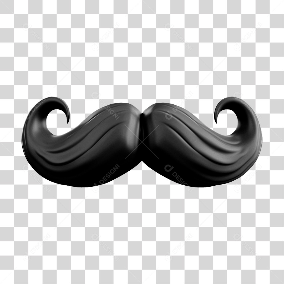 Elemento 3D Bigode PNG Transparente