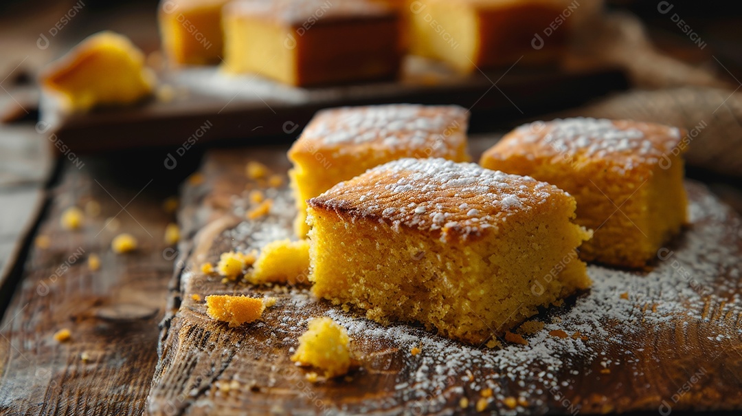 Fatia de bolo de milho com coco