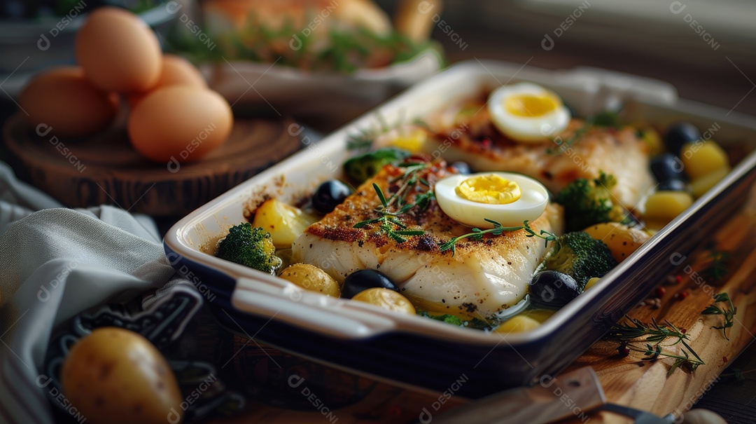 Forma lombo de bacalhau assado em azeite