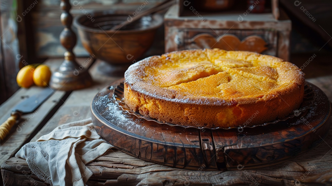 Bolo de milho delicioso sobre tábua
