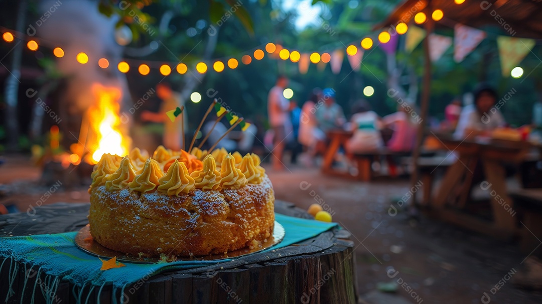 Bolo de milho com chantilly para festa junina