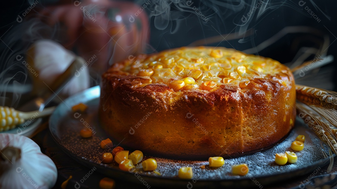 Bolo de milho delicioso sobre bandeja