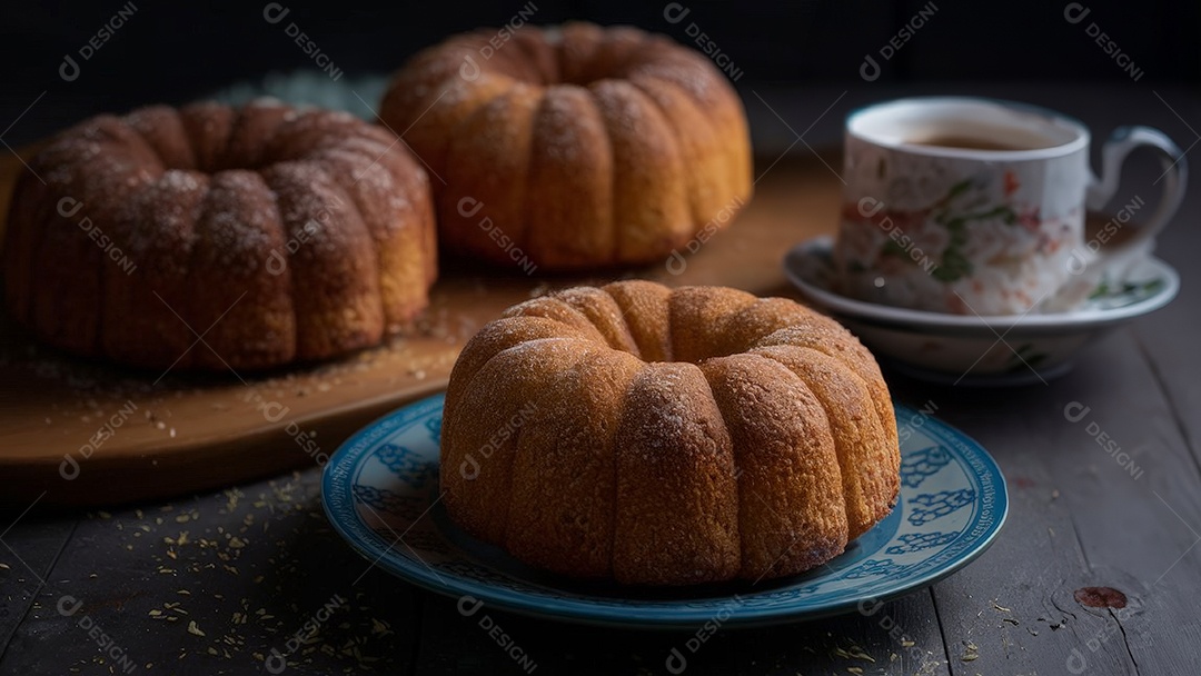 Bolos deliciosos de milho com xícara de café