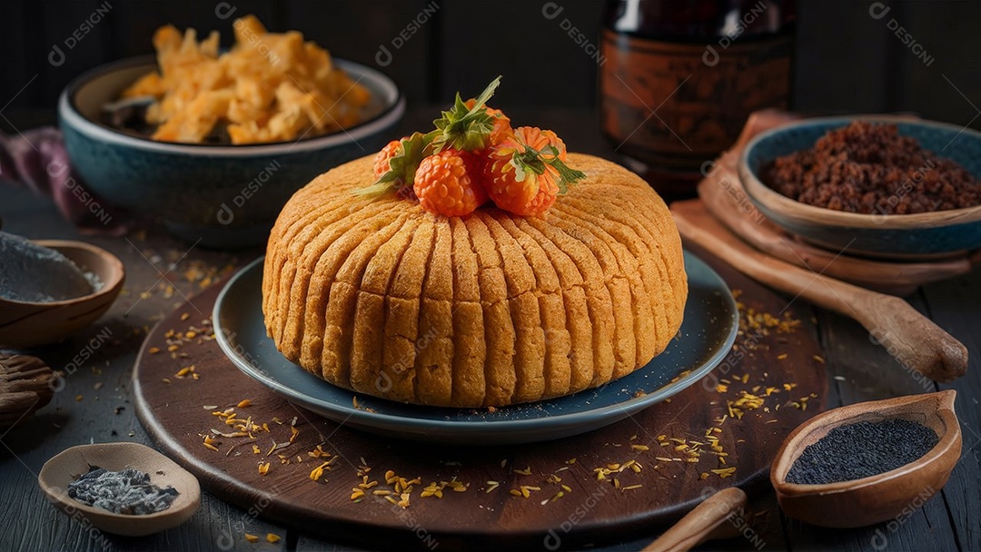 Bolo de milho tradicional brasileiro servido em festa junina