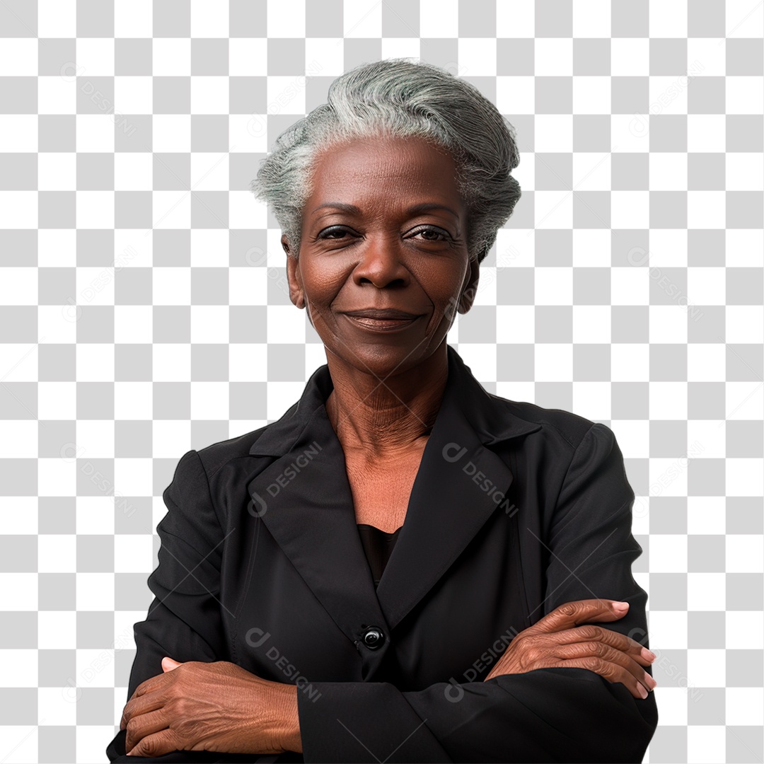 Mulher Negra de Braço Cruzado PNG Transparente
