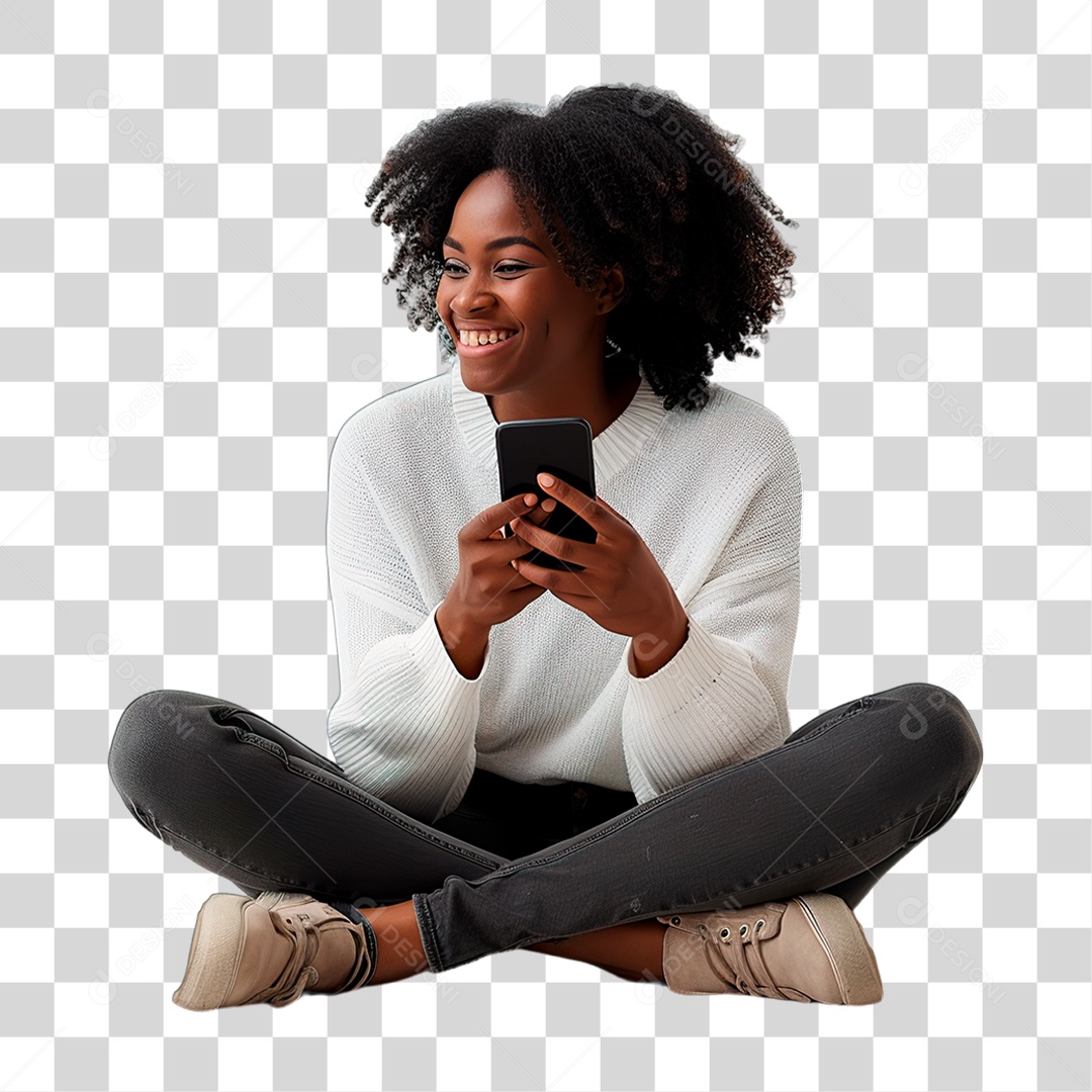 Mulher Segurando Celular PNG Transparente