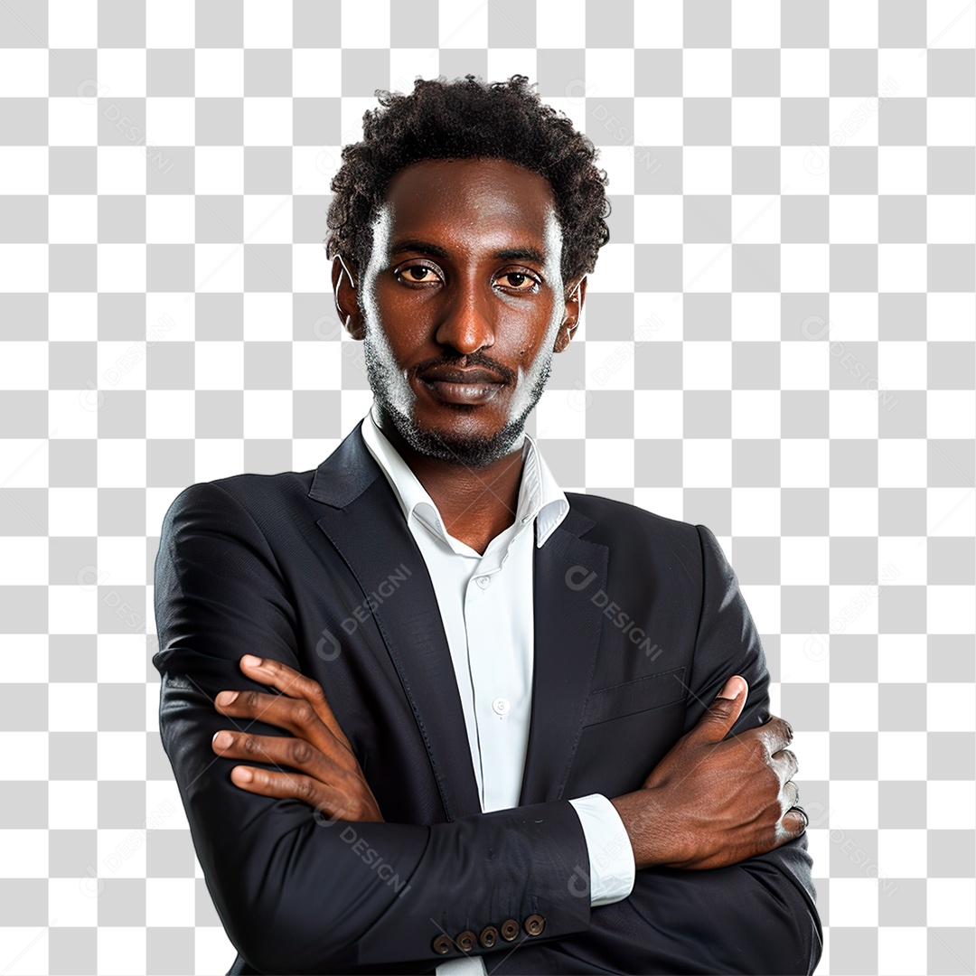 Homem Negro de Terno PNG Transparente