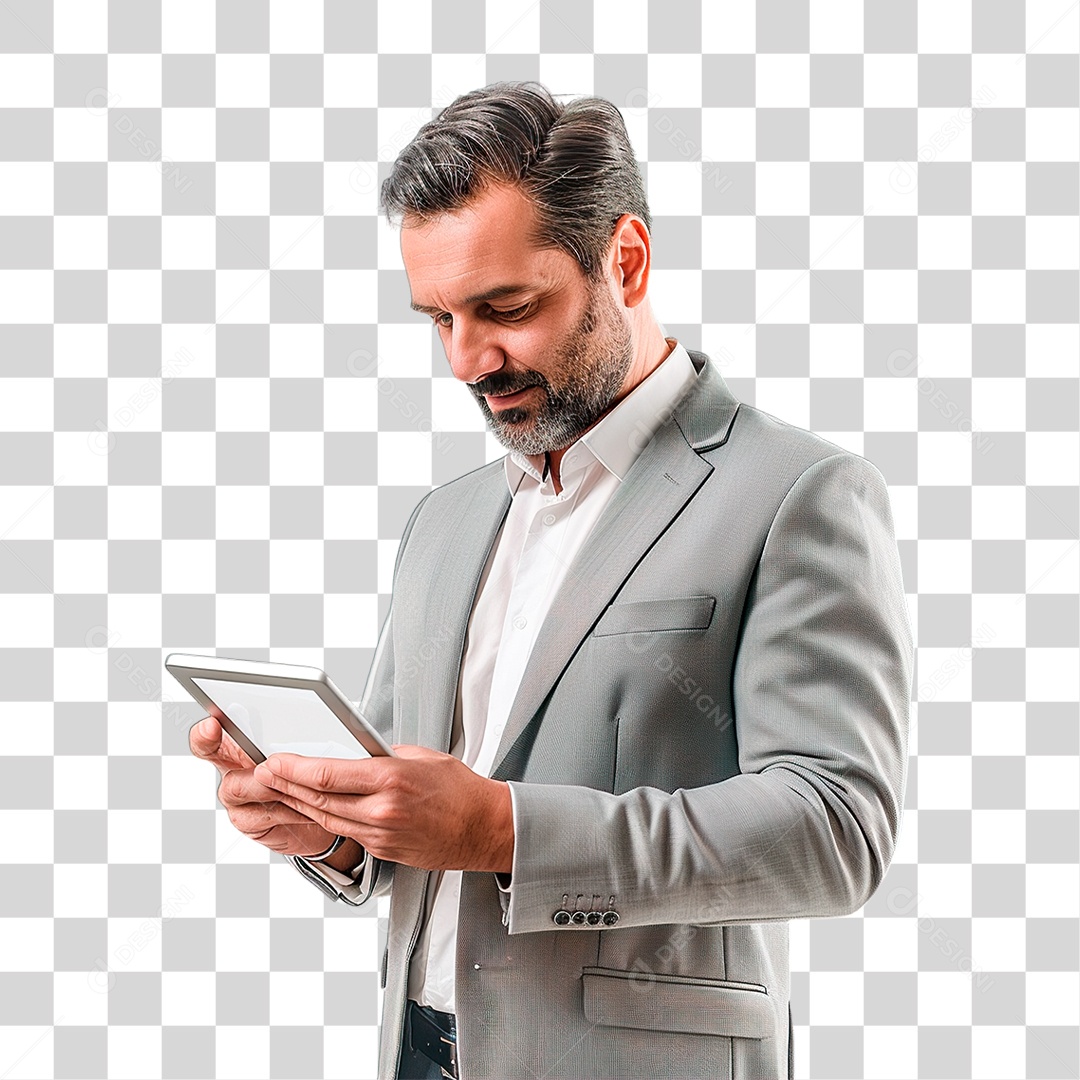Homem Segurando Tablet PNG Transparente