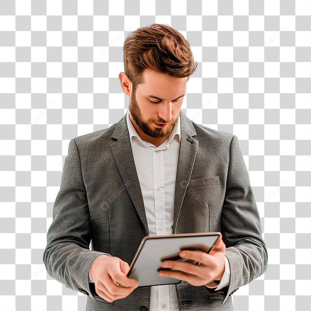 Homem Segurando Tablet PNG Transparente