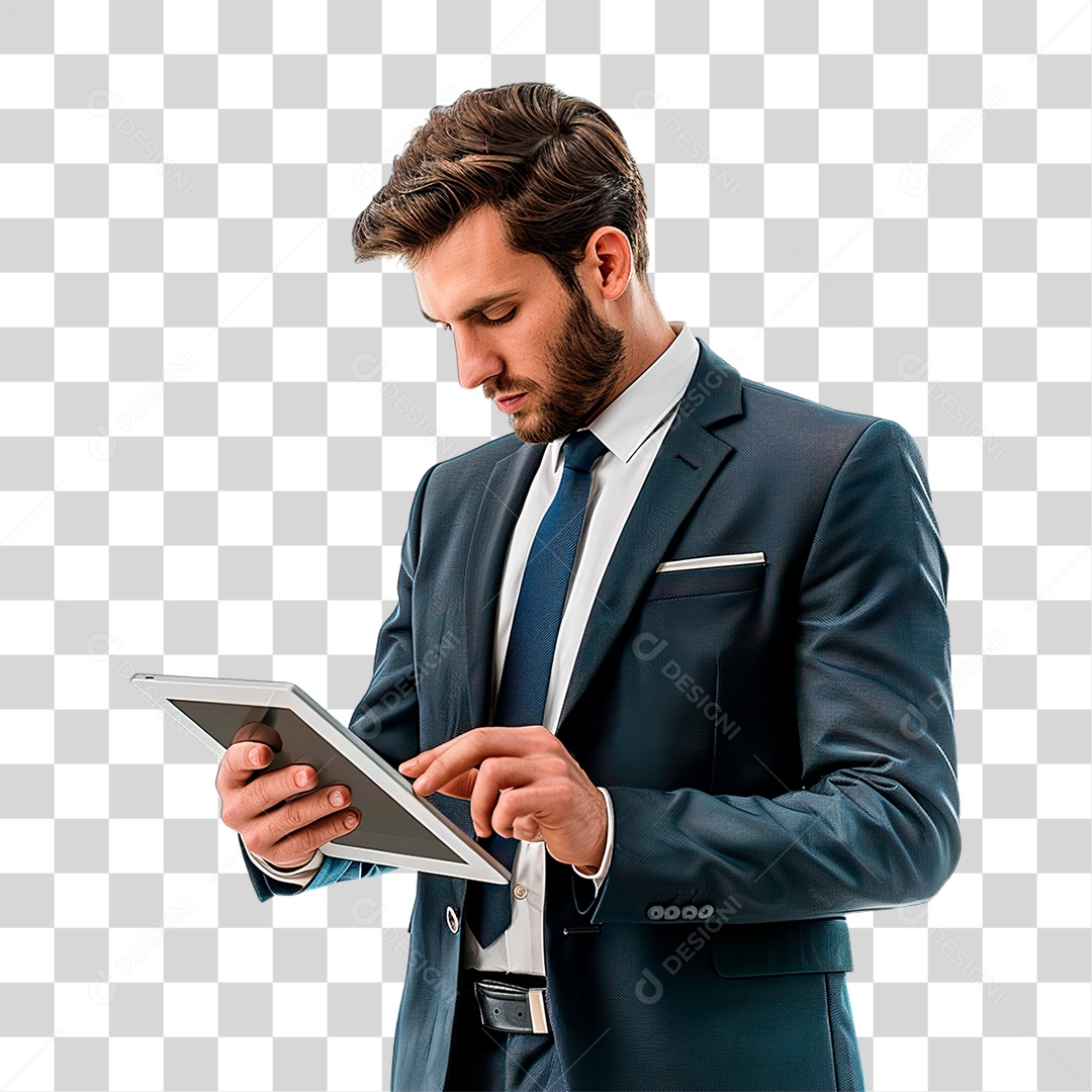 Homem Segurando Tablet PNG Transparente