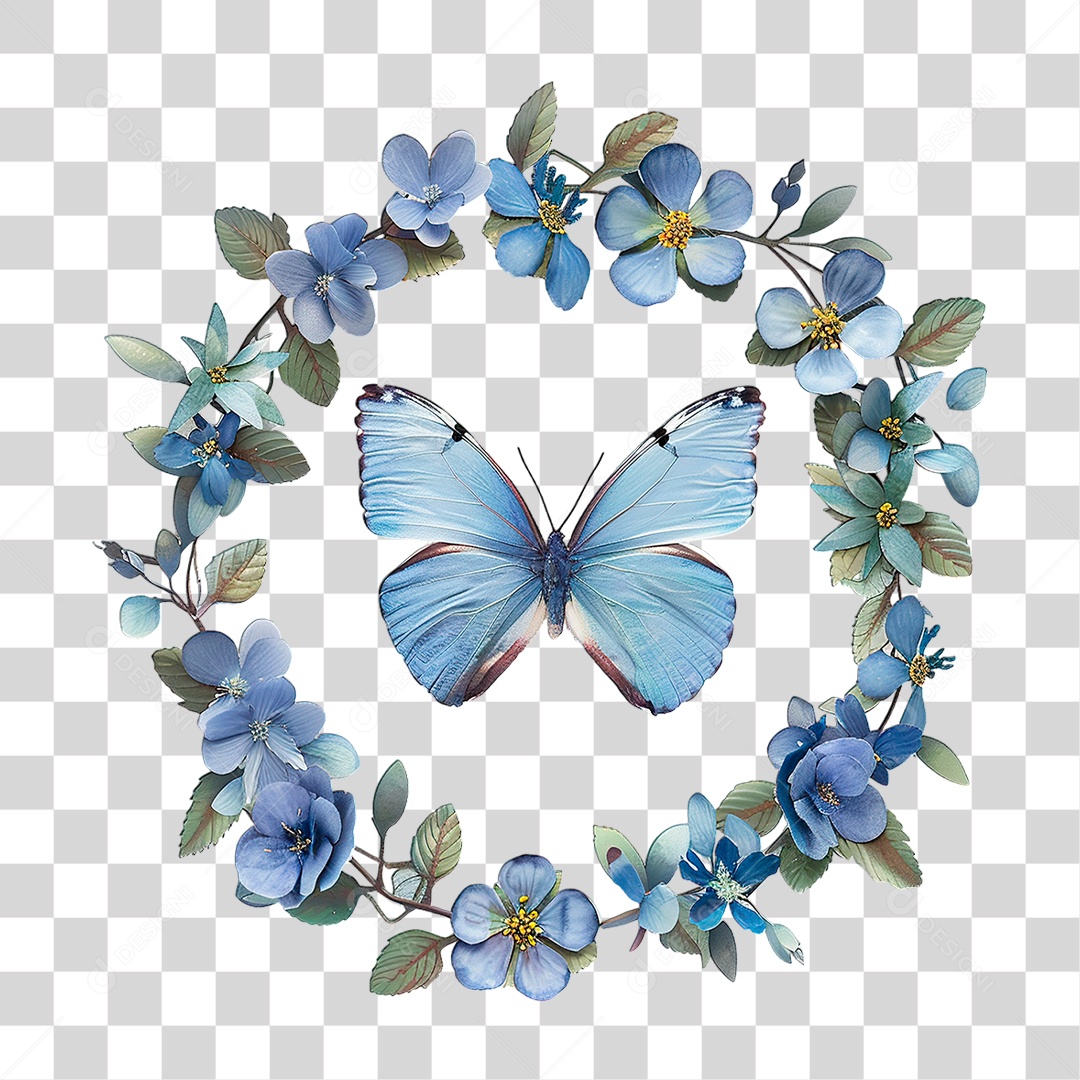 Flores com Borboleta PNG Transparente