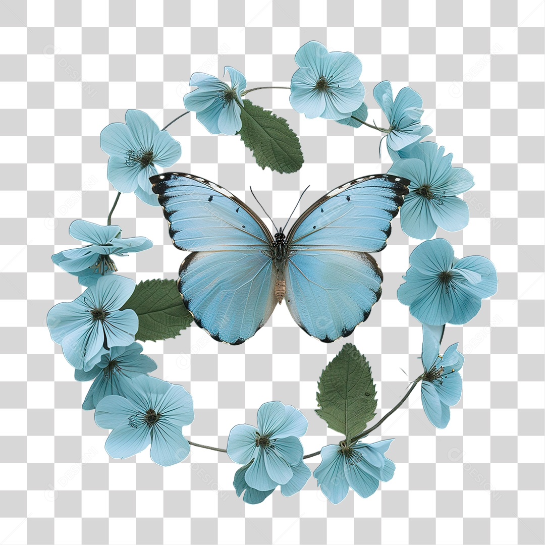 Flores com Borboleta PNG Transparente