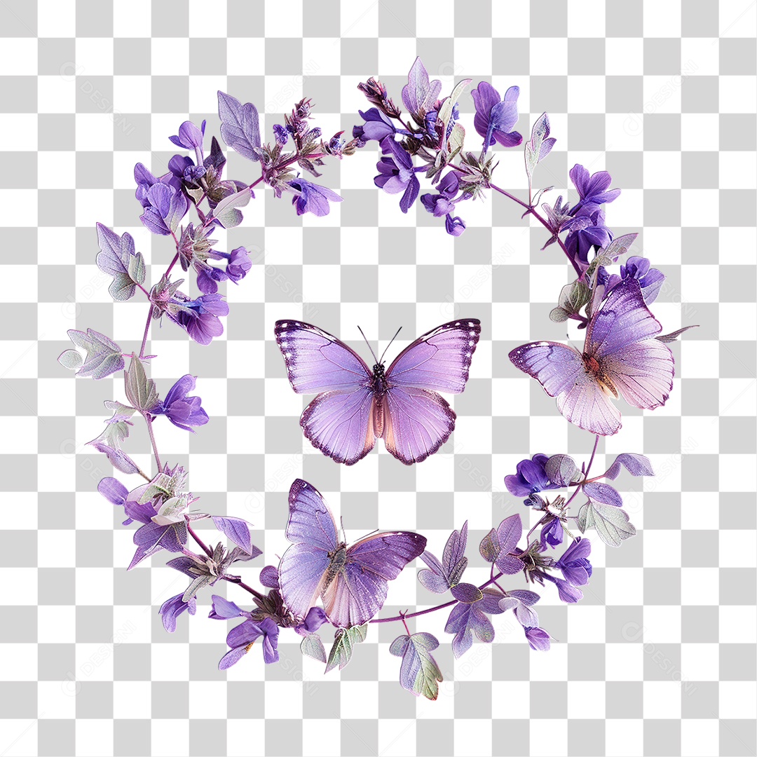 Flores com Borboleta PNG Transparente