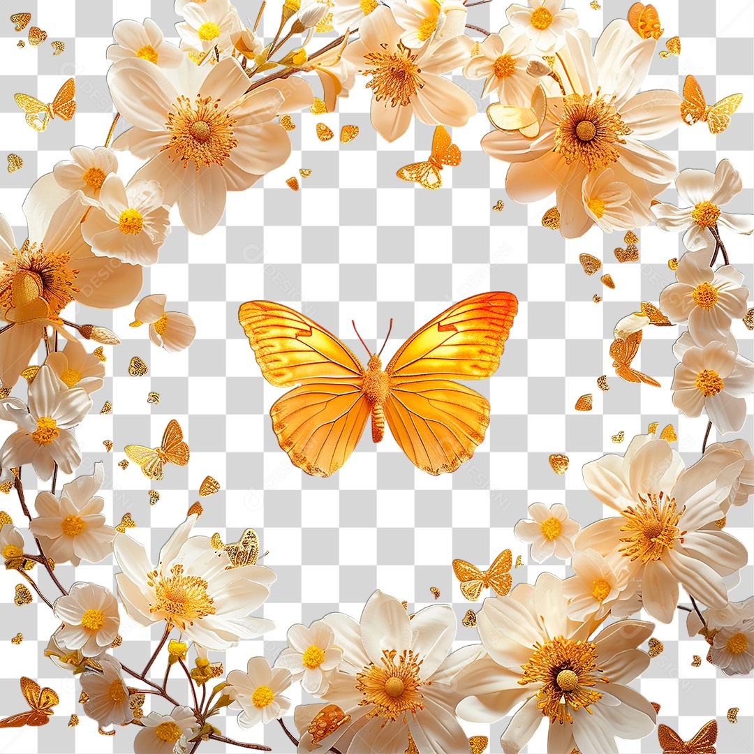 Flowers with Butterfly Transparent PNG