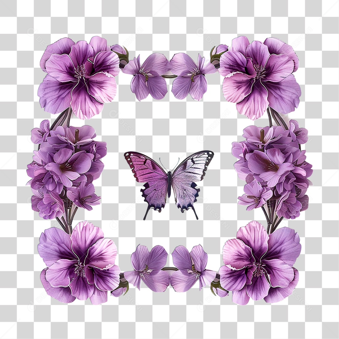 Flores com Borboleta PNG Transparente