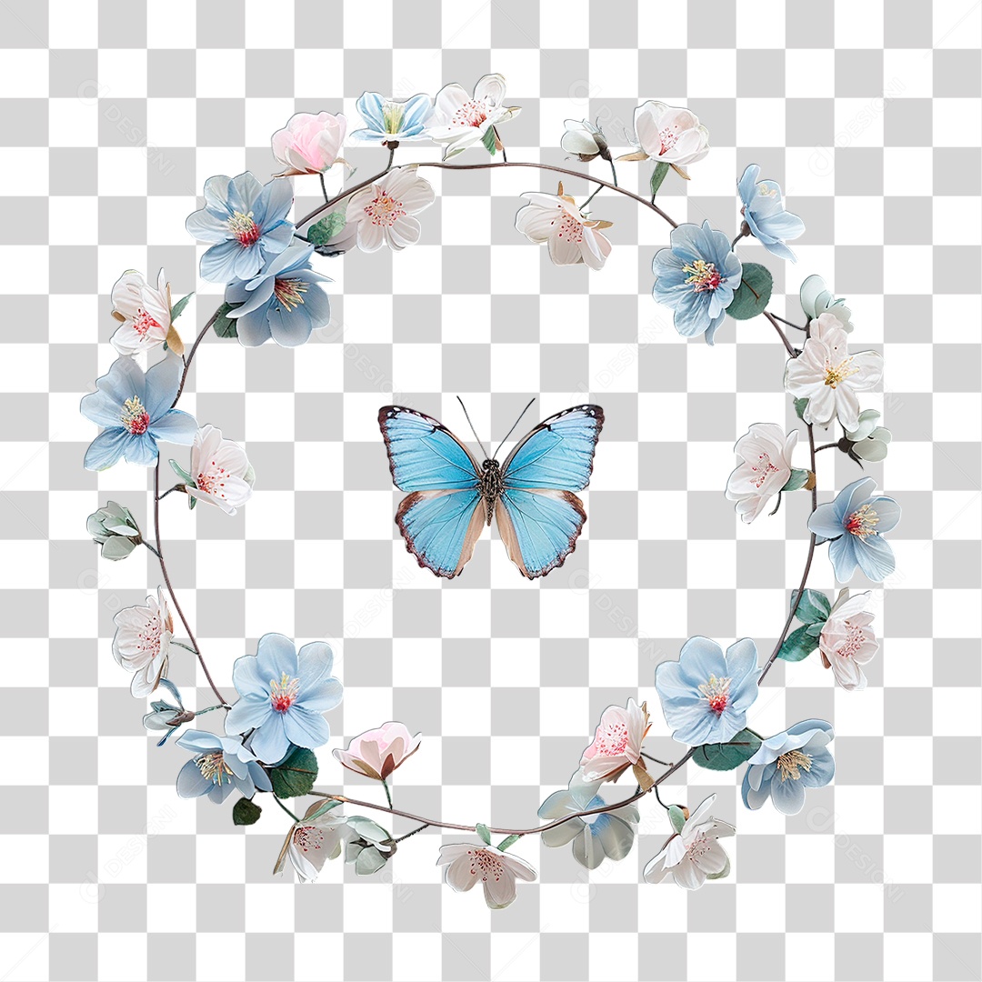 Flores com Borboleta PNG Transparente