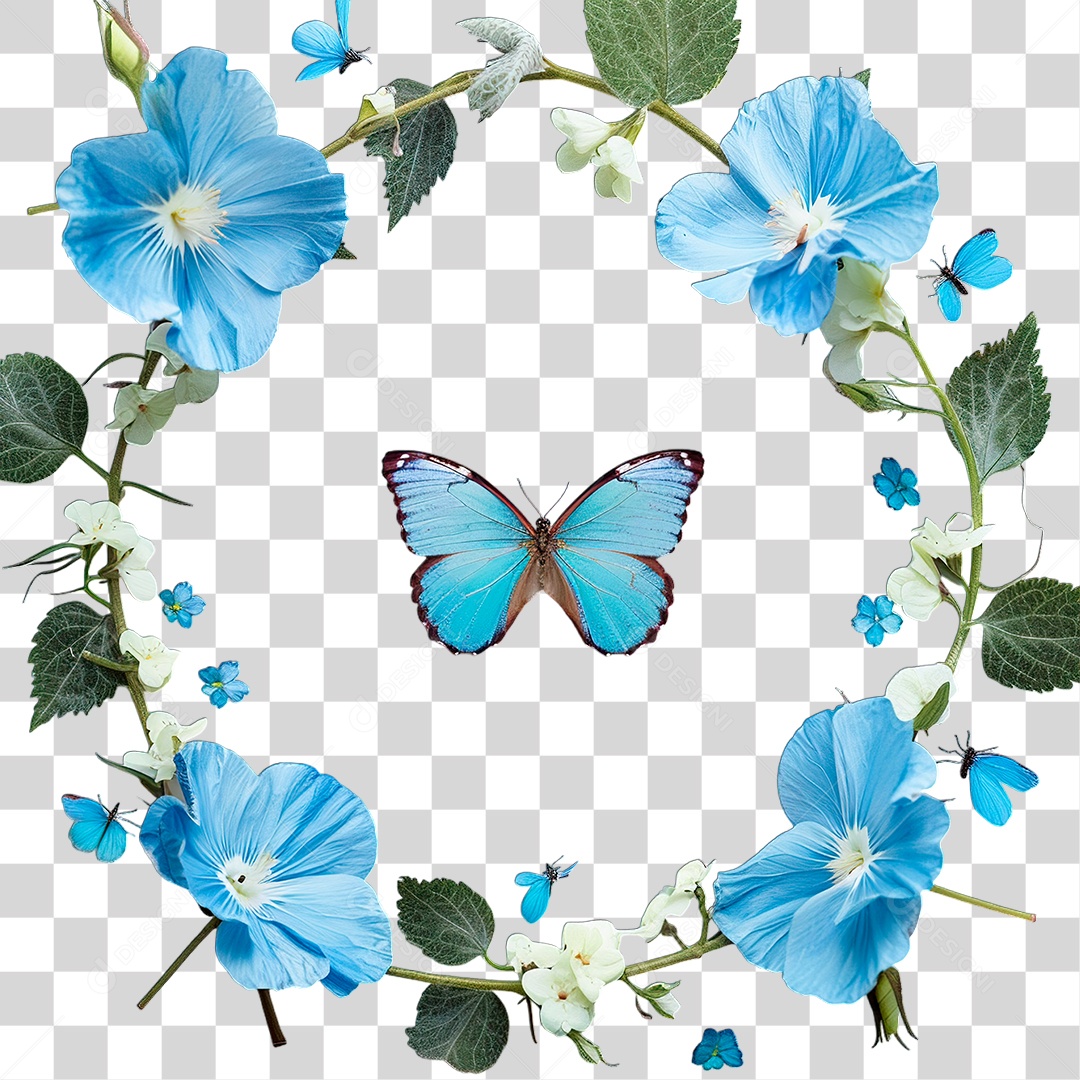 Flores com Borboleta PNG Transparente