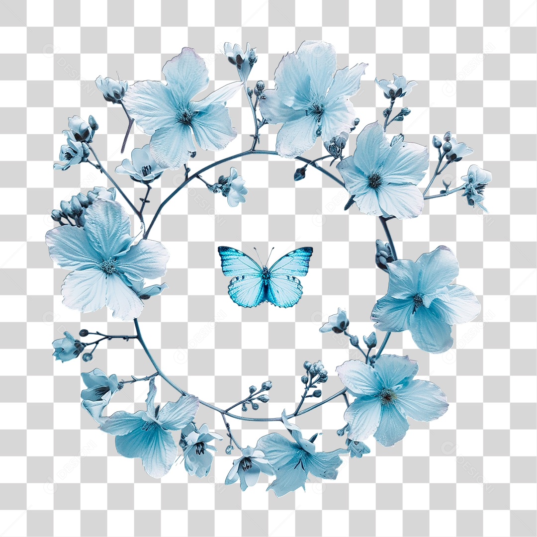 Flores com Borboleta PNG Transparente