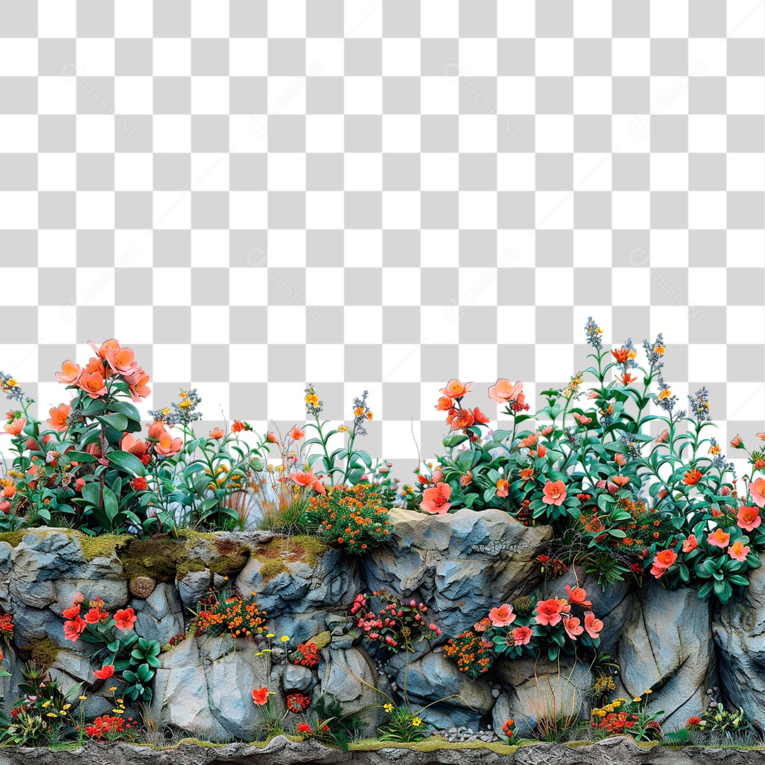Flores em Pedras PNG Transparente