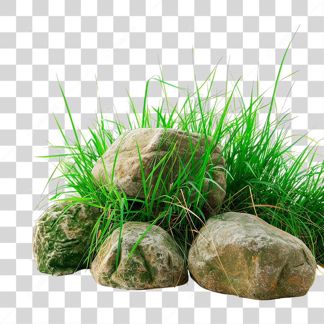 Grama Rocha PNG Transparente