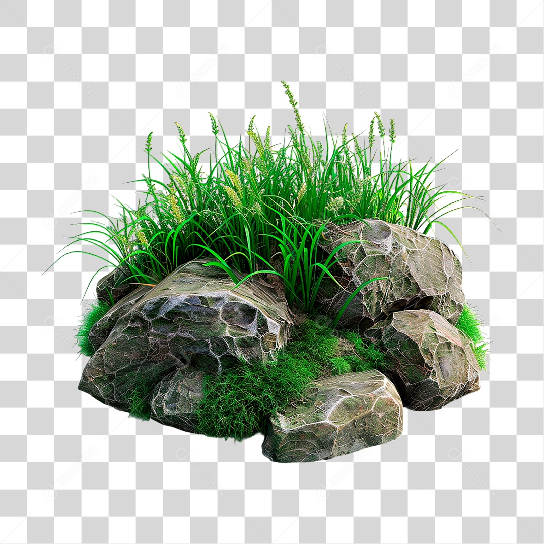 Grama Rocha PNG Transparente