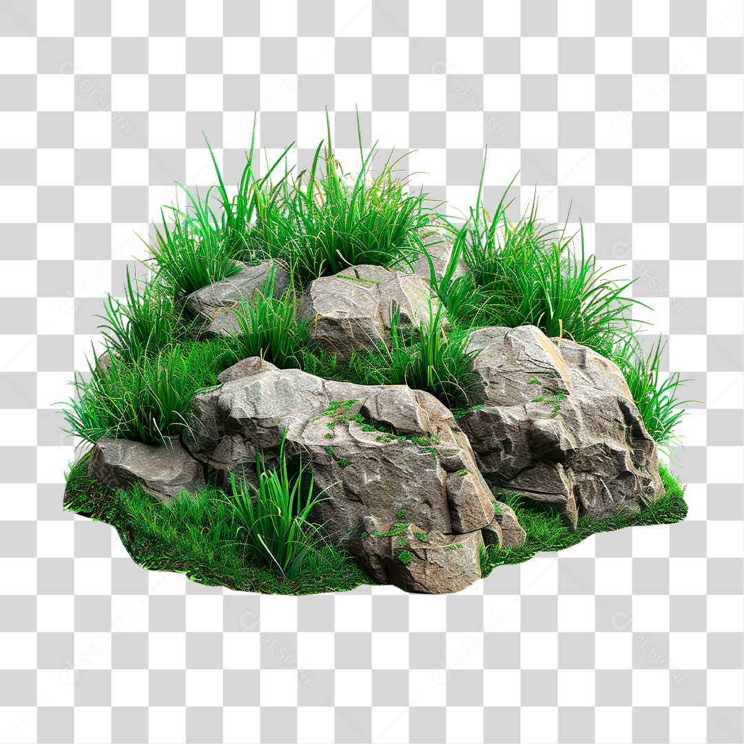 Grama Rocha PNG Transparente