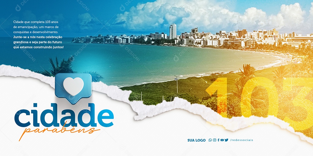 Social Media Aniversário Cidade PSD Editável