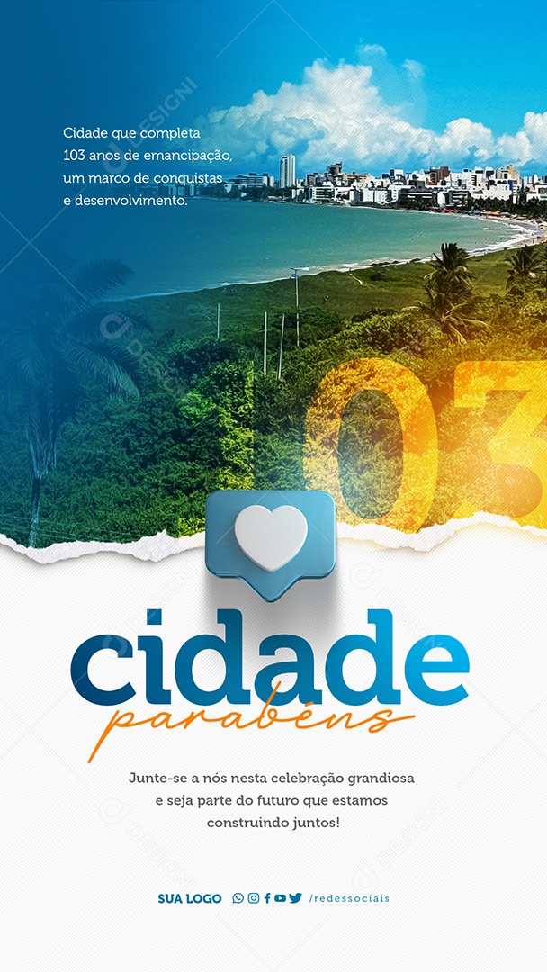 Social Media Aniversário Cidade PSD Editável