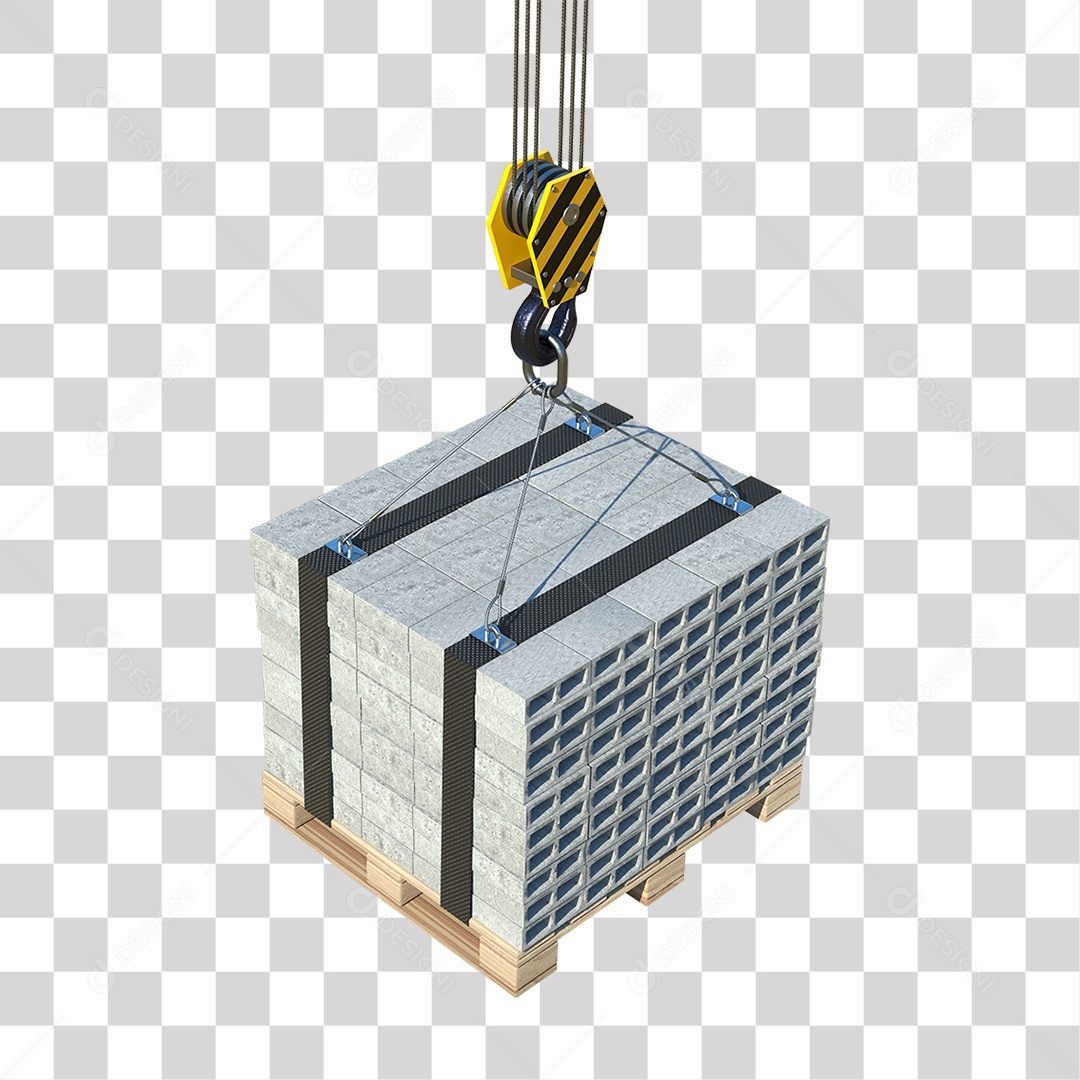 Guindaste com Palete de Bloco de Concreto PNG Transparente