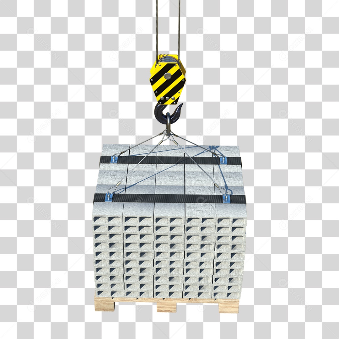 Guindaste com Palete de Bloco de Concreto PNG Transparente