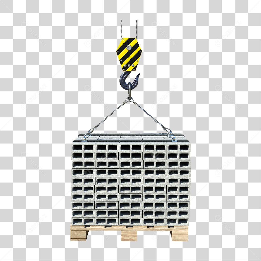 Guindaste com Palete de Bloco de Concreto PNG Transparente