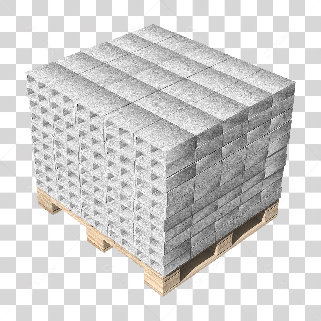 Elemento 3D Paletes Bloco de Concreto Cimento PNG Transparente