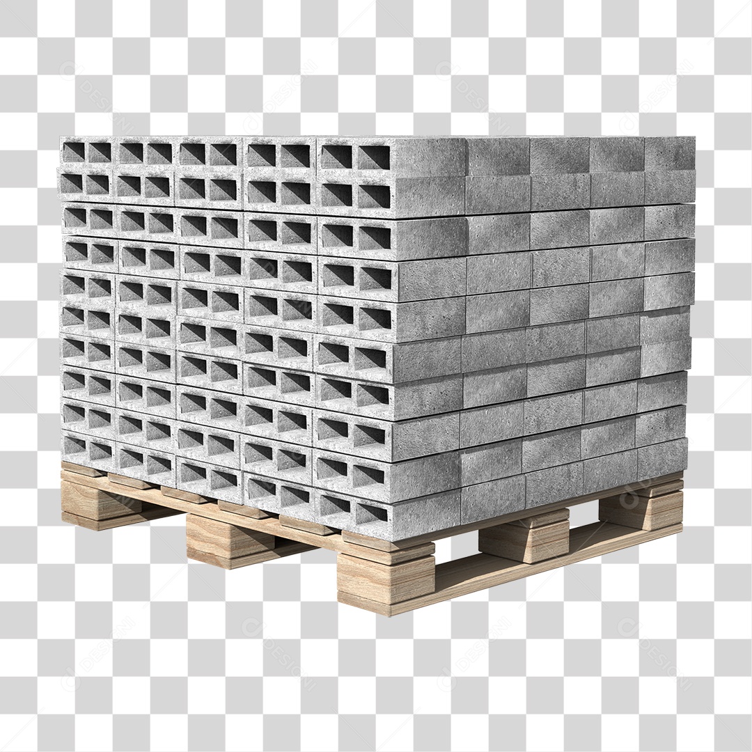 Elemento 3D Paletes Bloco de Concreto Cimento PNG Transparente