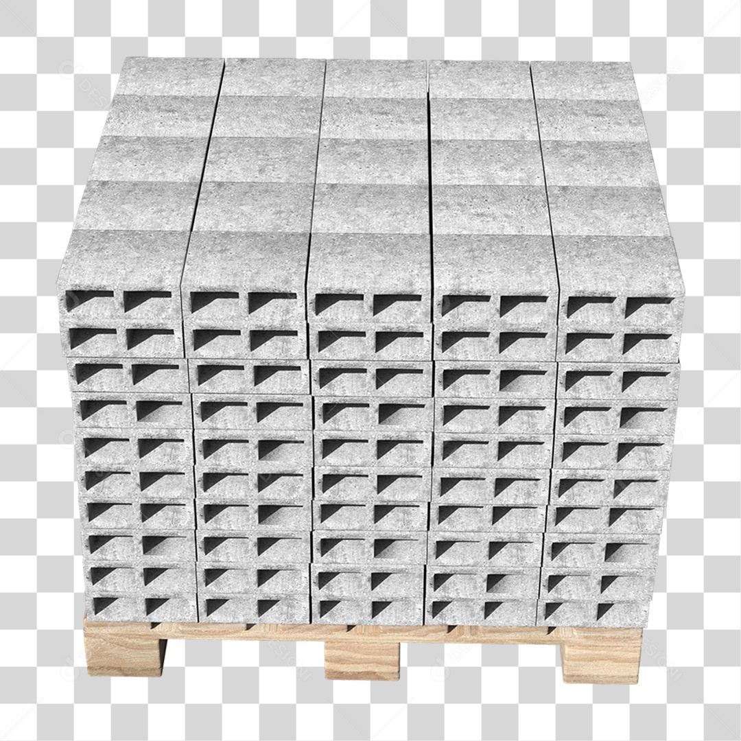Elemento 3D Paletes Bloco de Concreto Cimento PNG Transparente